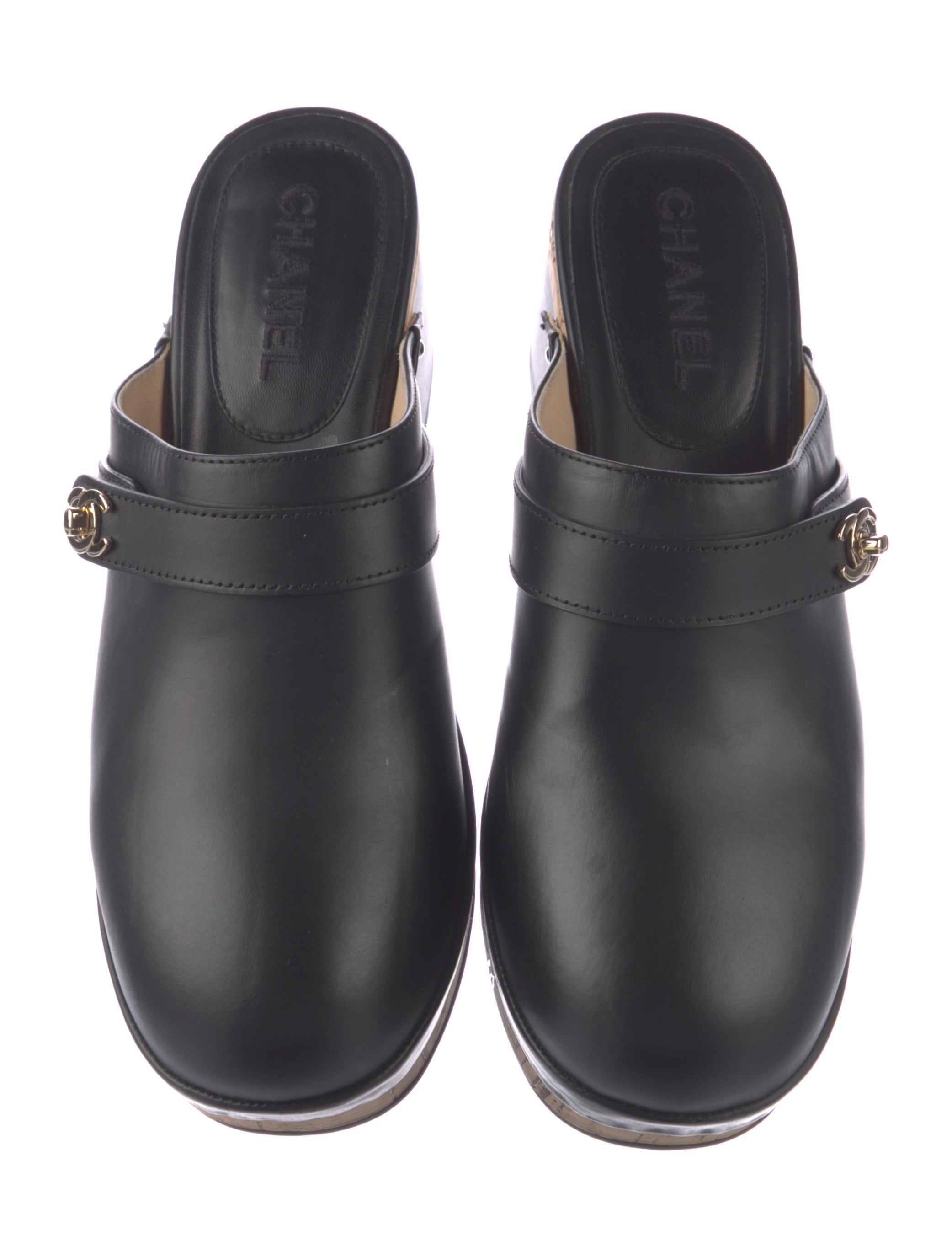 Chanel Interlocking CC Logo Leather Mules